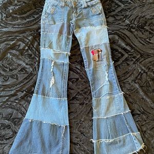 3/4 Jean Patchwork Bell Bottoms